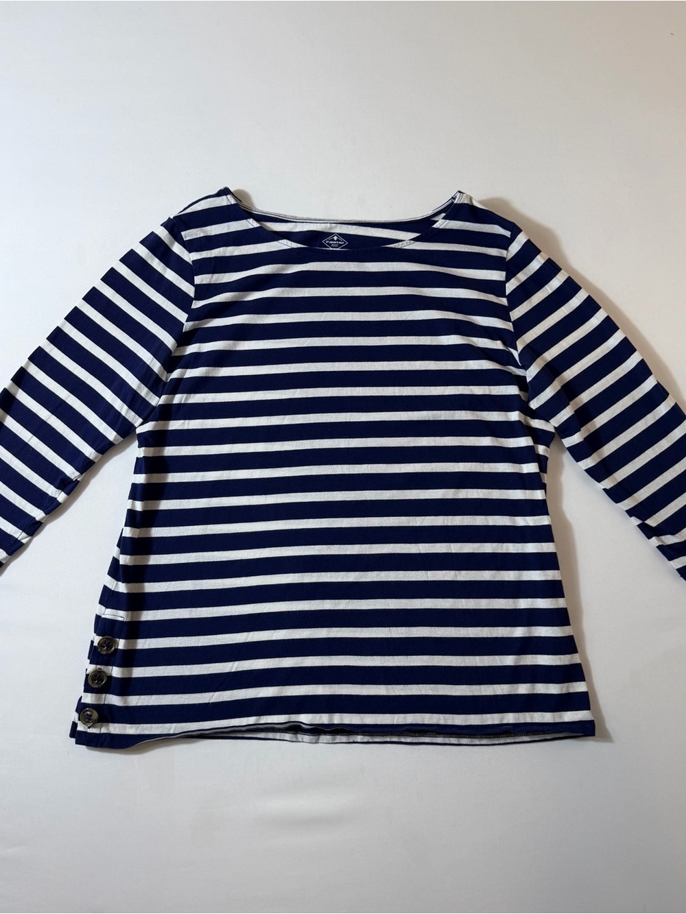 St. John’s Bay Striped Navy and White Boatneck Long-Sleeve Top Sz XL